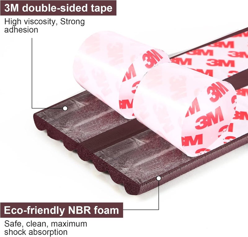 Dovesail Baby Proofing Edge Corner Protector, 16.4 ft Edge Guards Padding with 3M Adhesive, Extra-Wide Soft Rubber Foam Padding, Furniture,Sharp Edge Safety Corner Edge Bumper Guard-Brown - Image 3